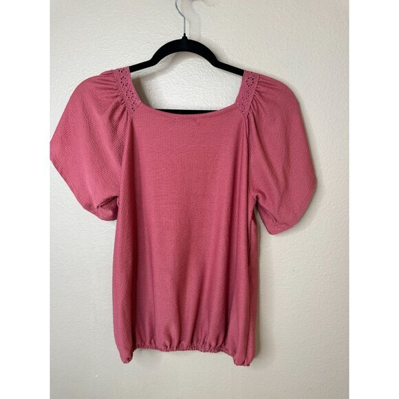 Cure‎ Womens pink Blouse Small short sleeve balloon pullover polyester v-neck - Picture 6 of 7